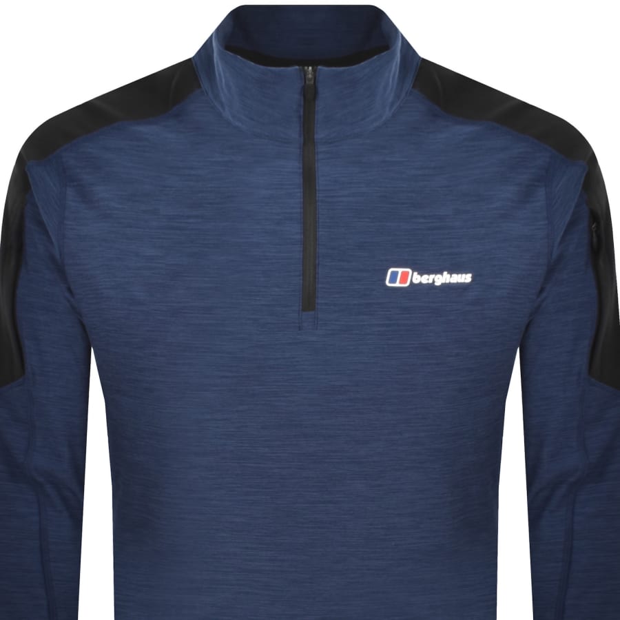 Image number 2 for Berghaus Farndale Half Zip Tech T Shirt Blue