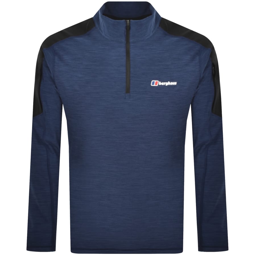 Image number 1 for Berghaus Farndale Half Zip Tech T Shirt Blue