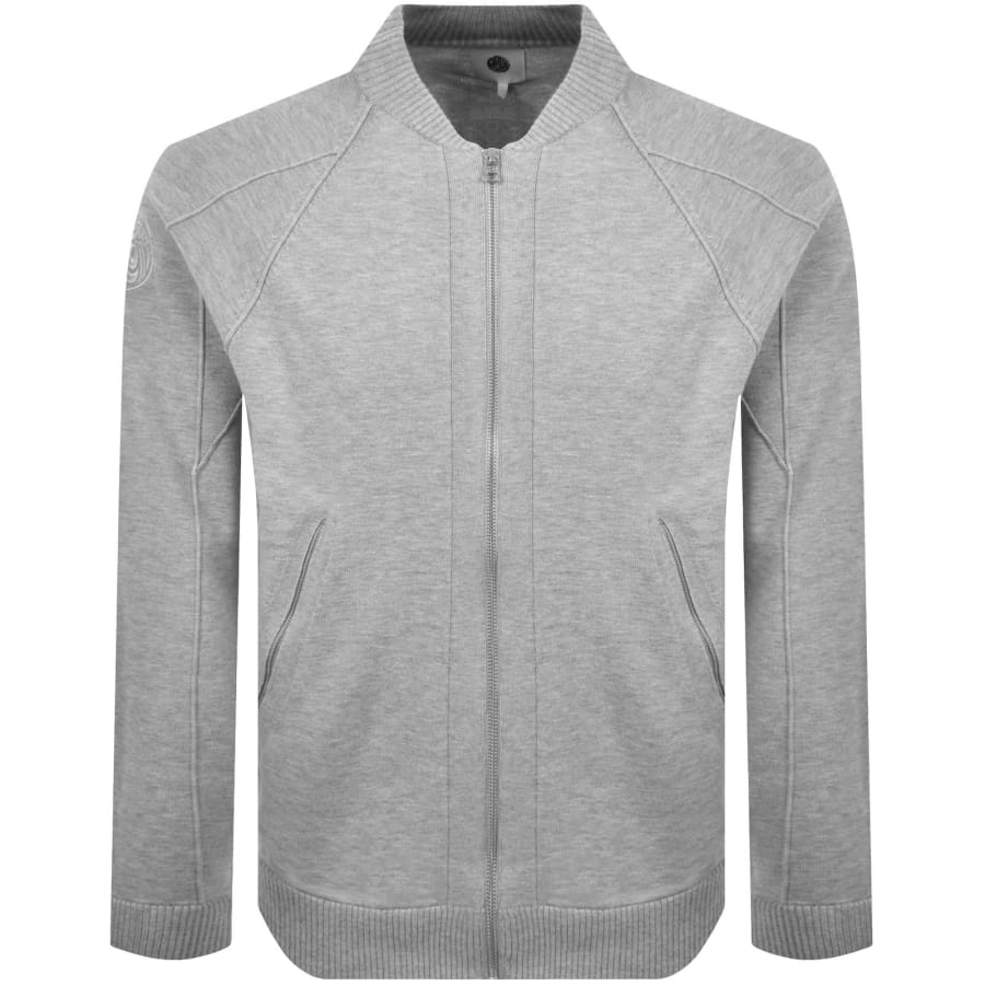 Image number 2 for Pretty Green Harrington Knit Bomber Grey