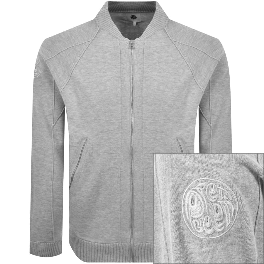Image number 1 for Pretty Green Harrington Knit Bomber Grey
