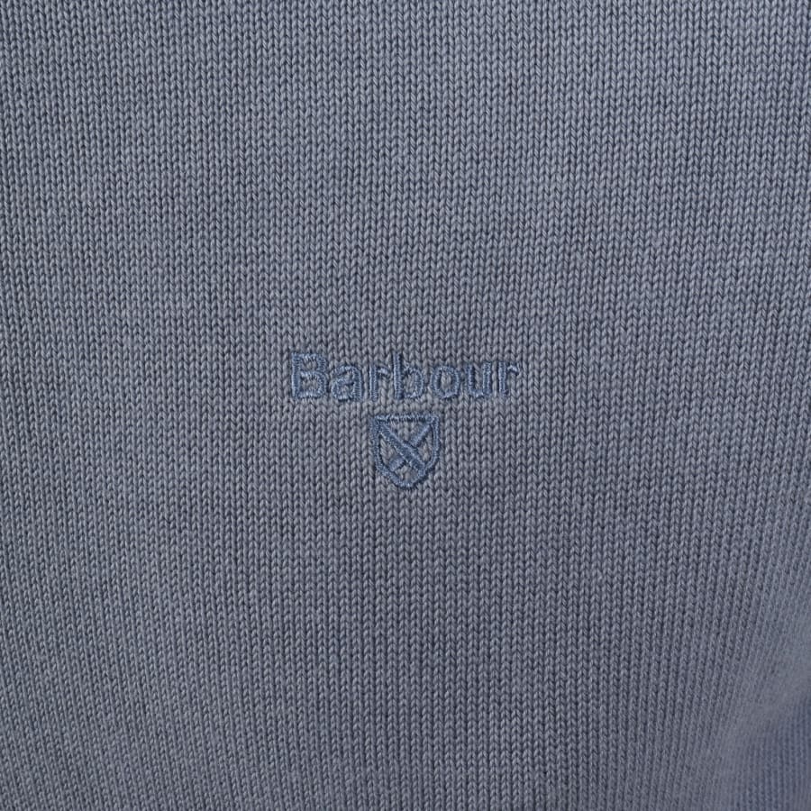 Image number 3 for Barbour Half Zip Knit Jumper Blue