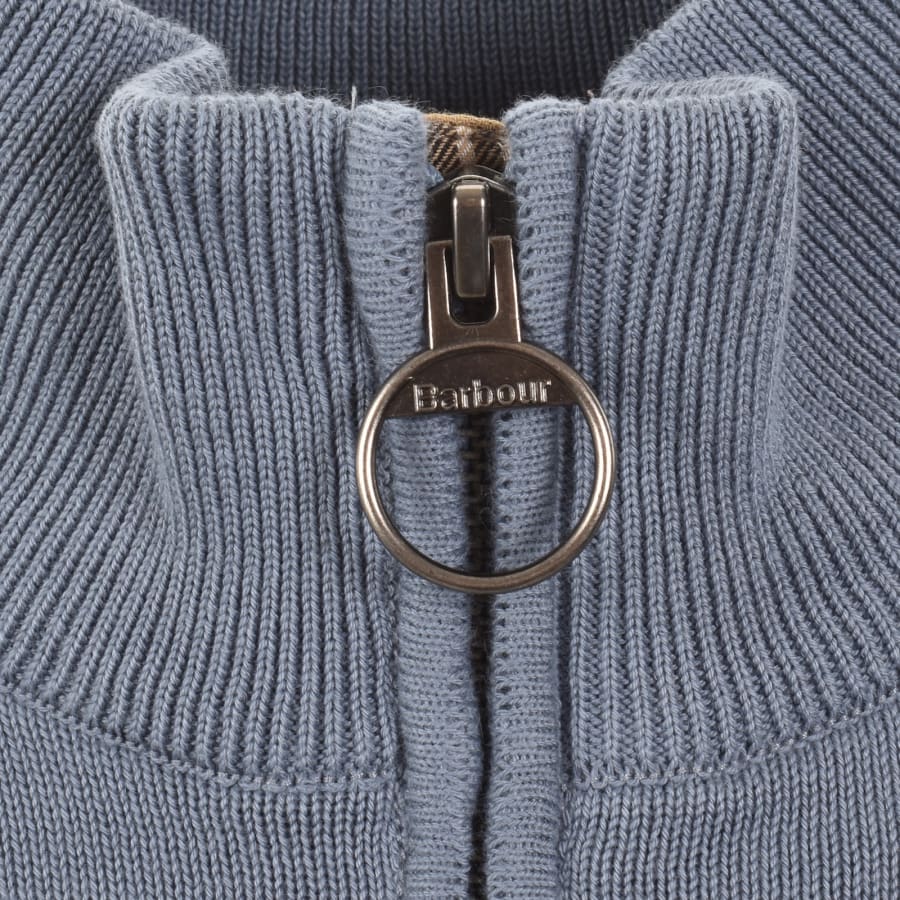 Image number 4 for Barbour Half Zip Knit Jumper Blue
