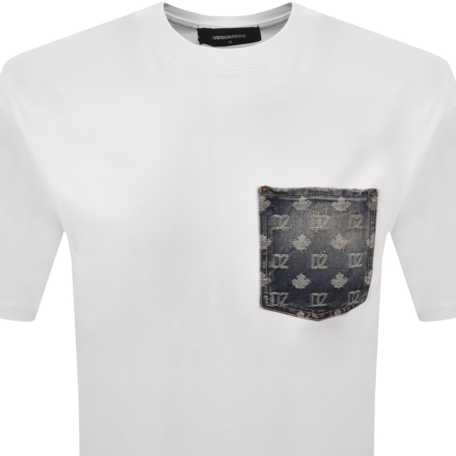 Image number 2 for DSQUARED2 Monogram Denim Pocket T Shirt White