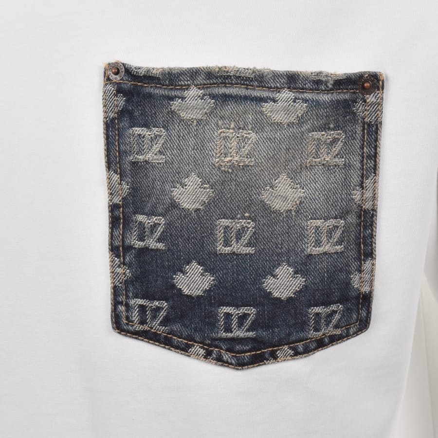 Image number 3 for DSQUARED2 Monogram Denim Pocket T Shirt White