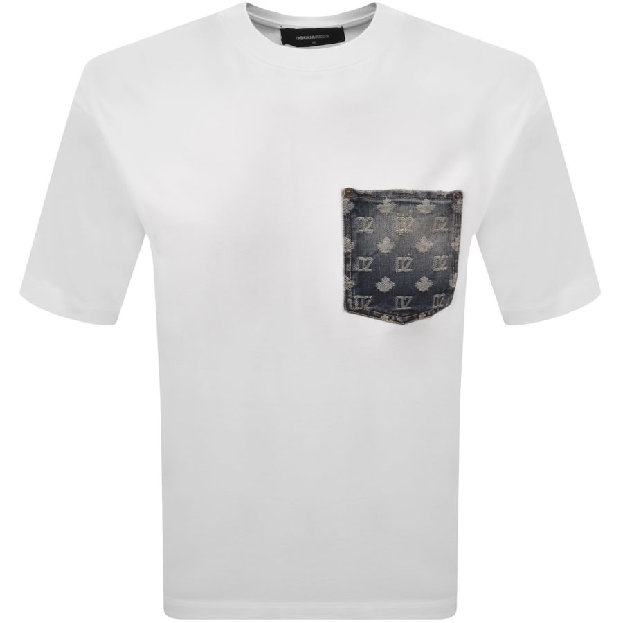 Image number 1 for DSQUARED2 Monogram Denim Pocket T Shirt White