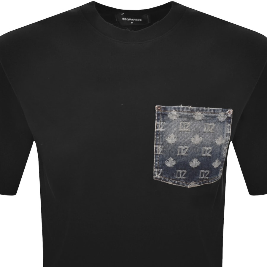 Image number 2 for DSQUARED2 Monogram Denim Pocket T Shirt Black