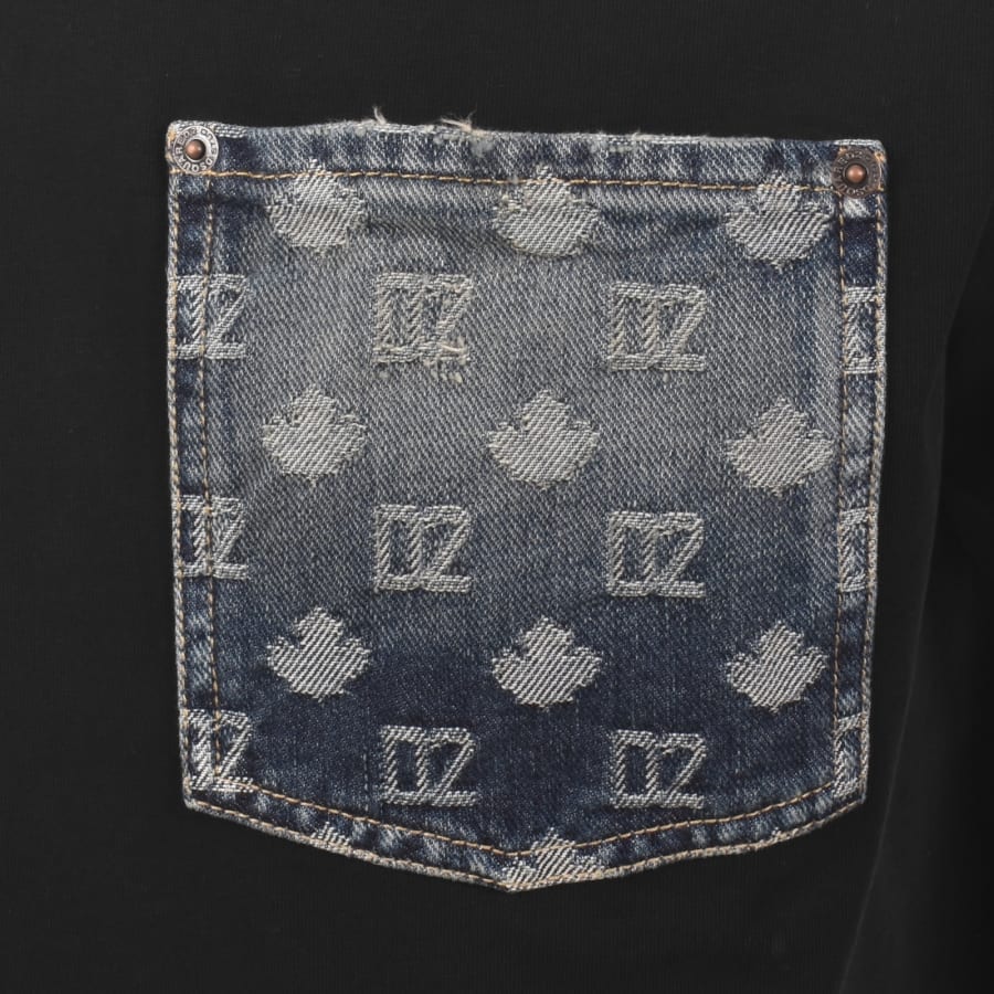 Image number 3 for DSQUARED2 Monogram Denim Pocket T Shirt Black