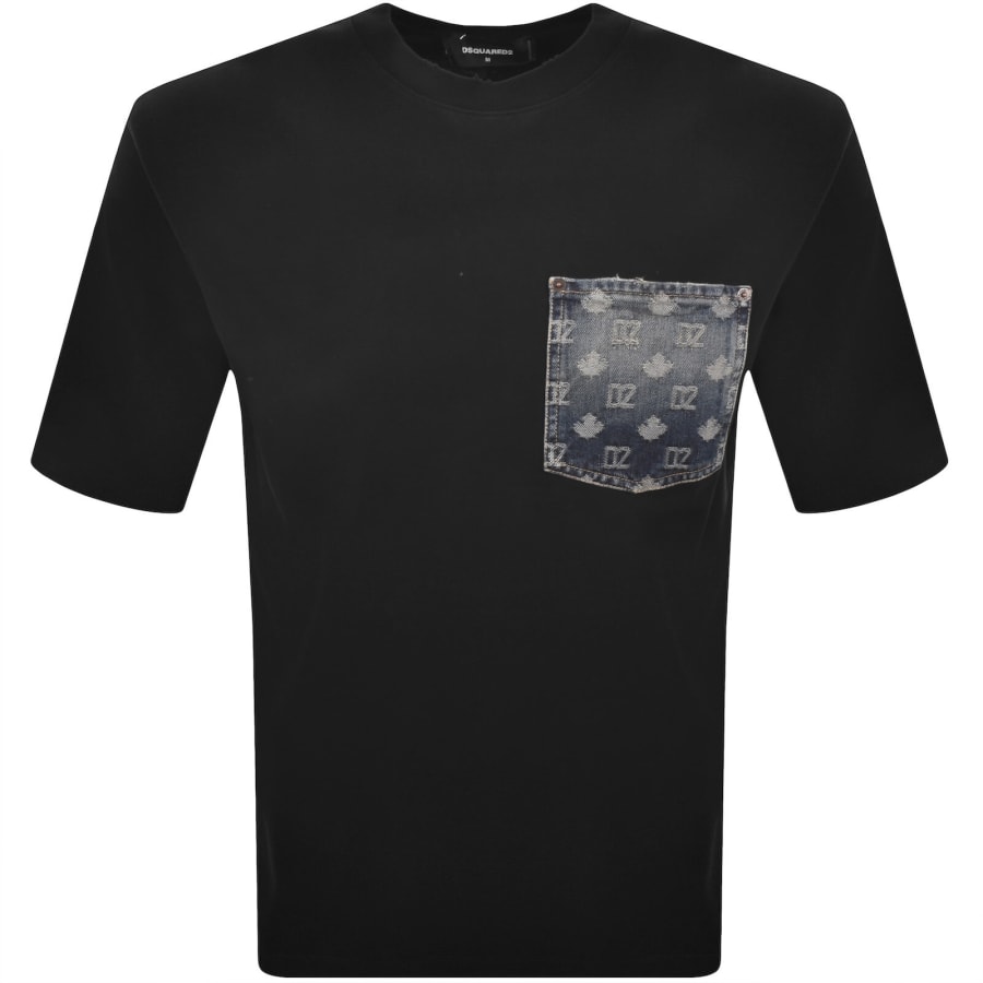 Image number 1 for DSQUARED2 Monogram Denim Pocket T Shirt Black