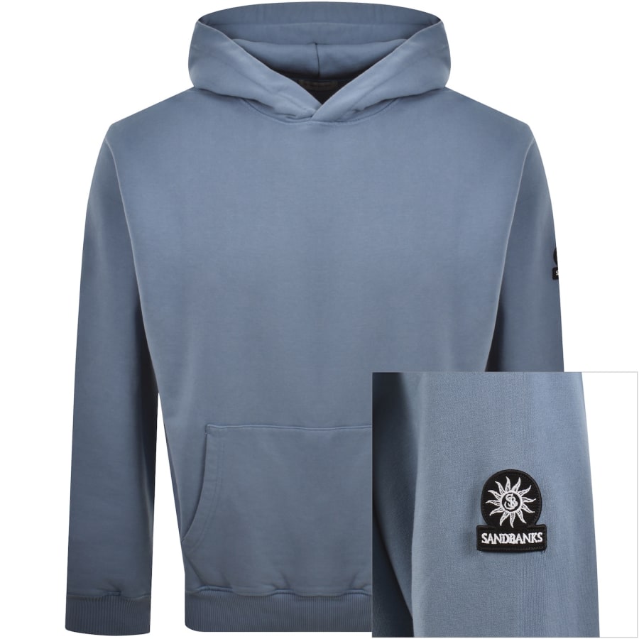 Image number 1 for Sandbanks Badge Logo Hoodie Blue