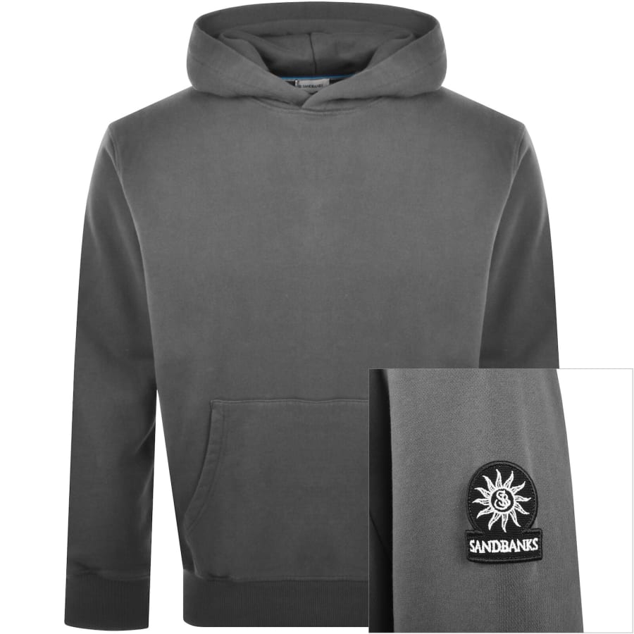 Image number 1 for Sandbanks Badge Logo Hoodie Grey