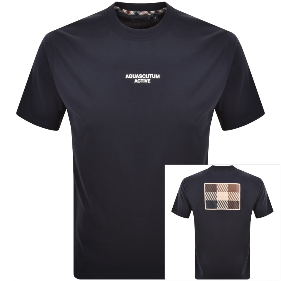 Image number 1 for Aquascutum Back Graphic T Shirt Navy