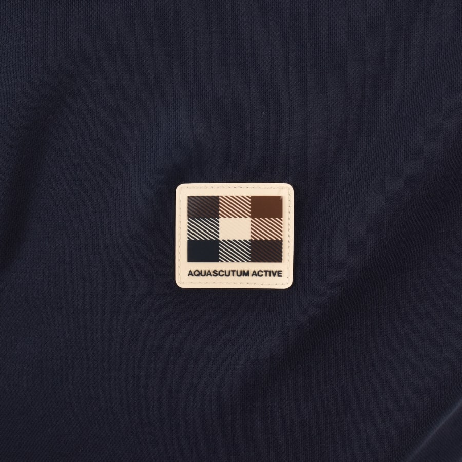 Image number 3 for Aquascutum Check Collar Polo T Shirt Navy
