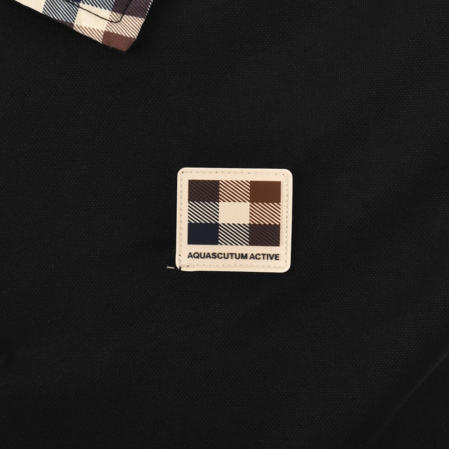 Image number 3 for Aquascutum Check Collar Polo T Shirt Black