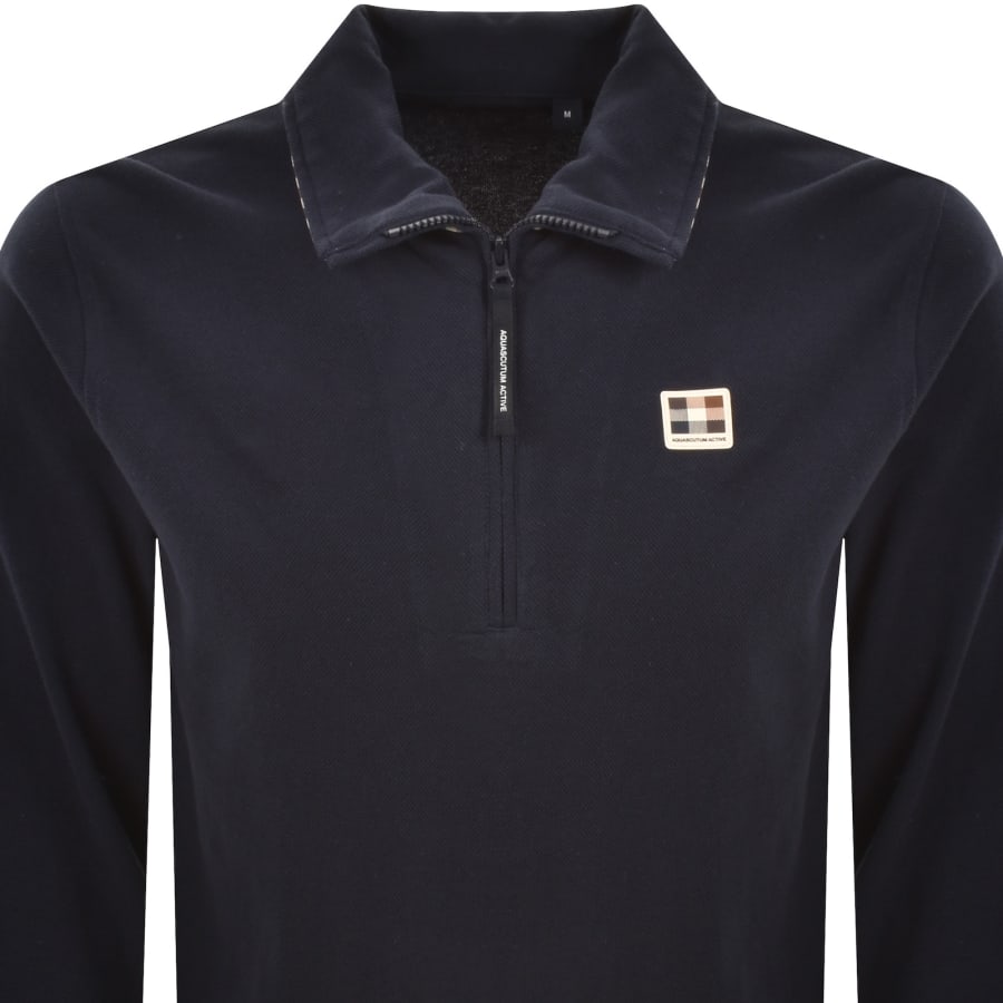 Image number 2 for Aquascutum Zip Collar Polo Navy
