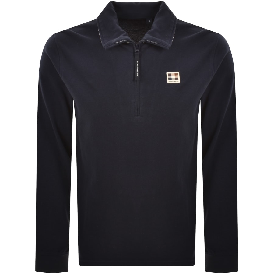 Image number 1 for Aquascutum Zip Collar Polo Navy