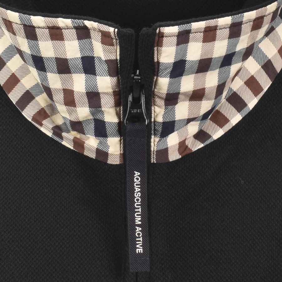 Image number 4 for Aquascutum Zip Collar Polo Black