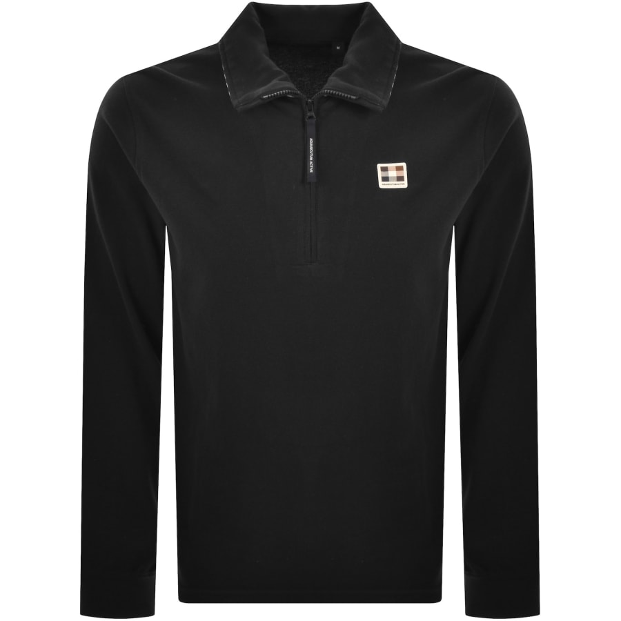 Image number 1 for Aquascutum Zip Collar Polo Black