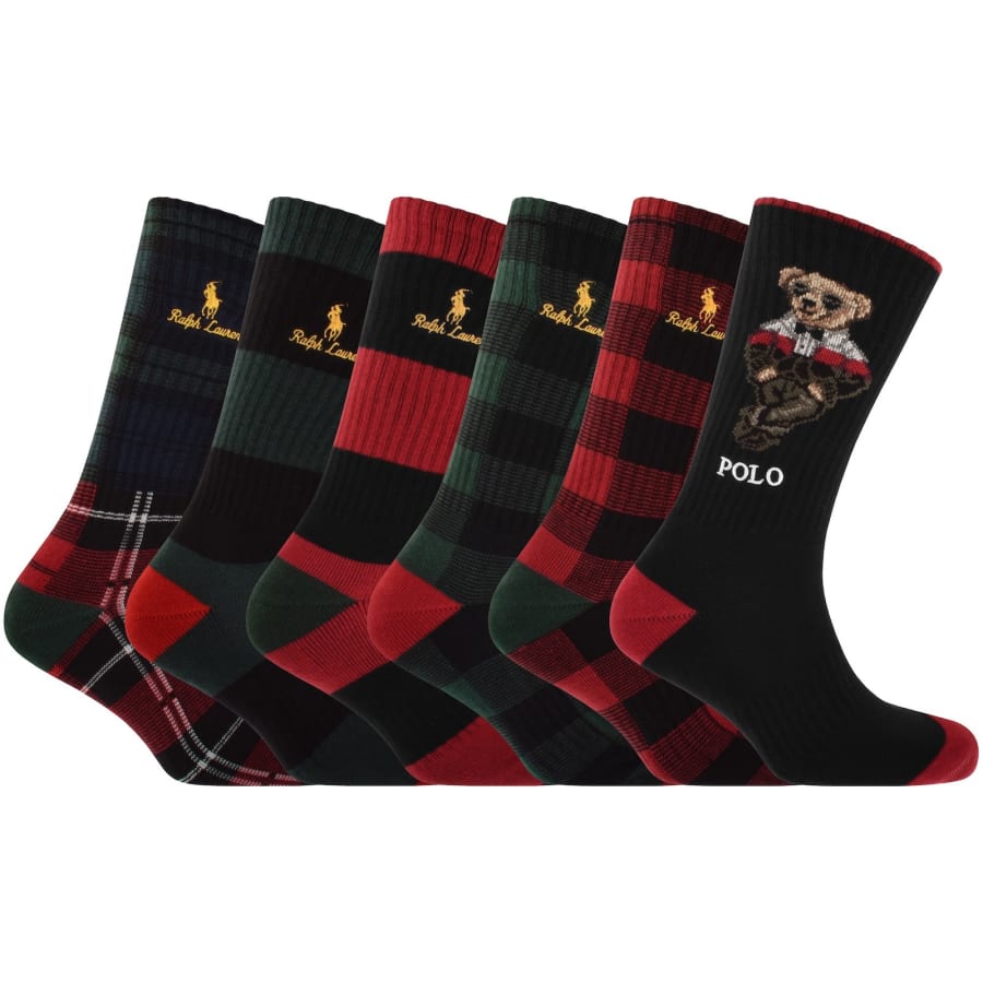 Image number 1 for Ralph Lauren 6 Pack Crew Socks Multi