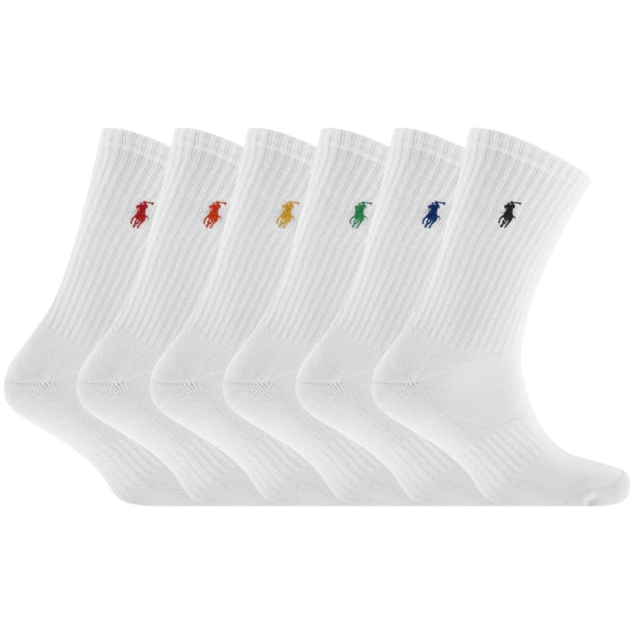 Image number 1 for Ralph Lauren 6 Pack Crew Socks White