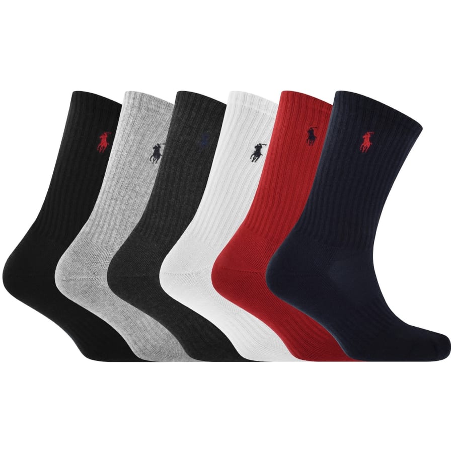 Image number 1 for Ralph Lauren 6 Pack Crew Socks Multi