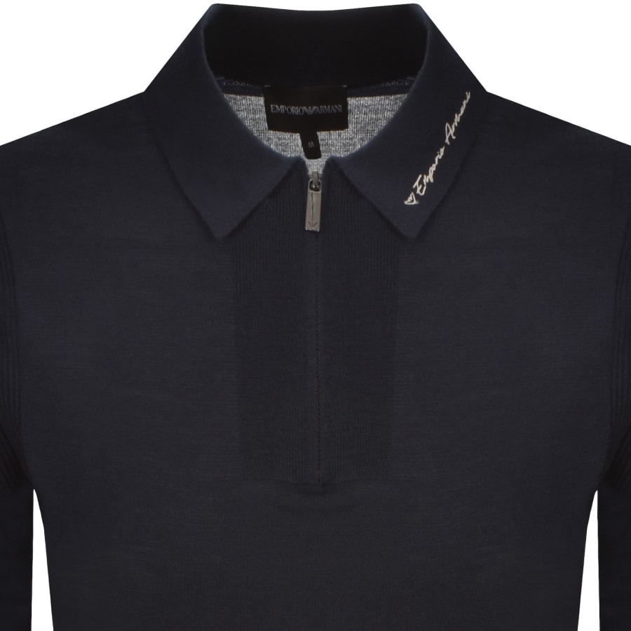 Image number 2 for Emporio Armani Knit Polo Jumper Navy
