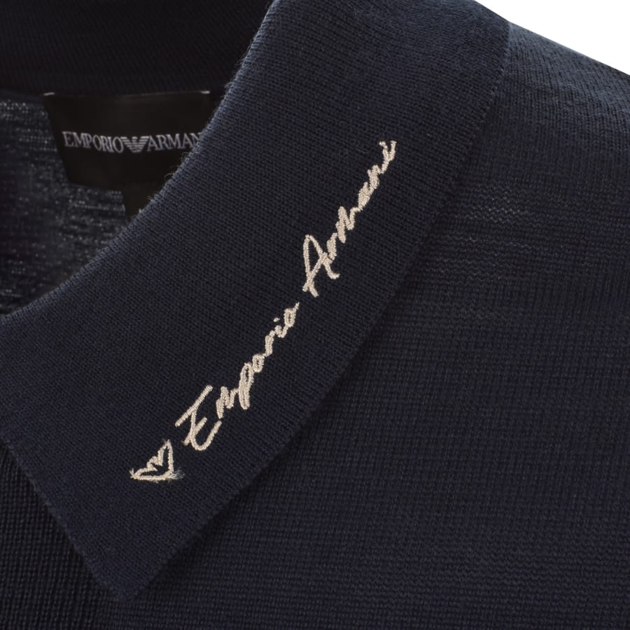 Image number 3 for Emporio Armani Knit Polo Jumper Navy