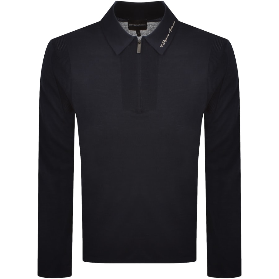 Image number 1 for Emporio Armani Knit Polo Jumper Navy
