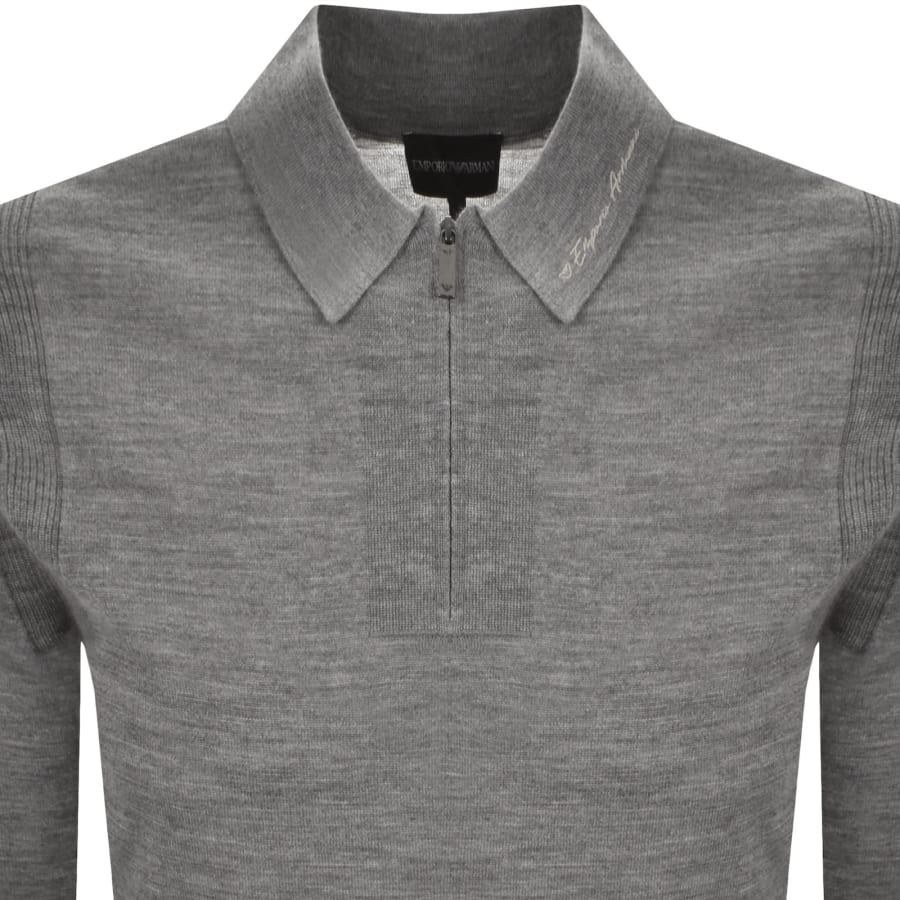 Image number 2 for Emporio Armani Knit Polo Jumper Grey