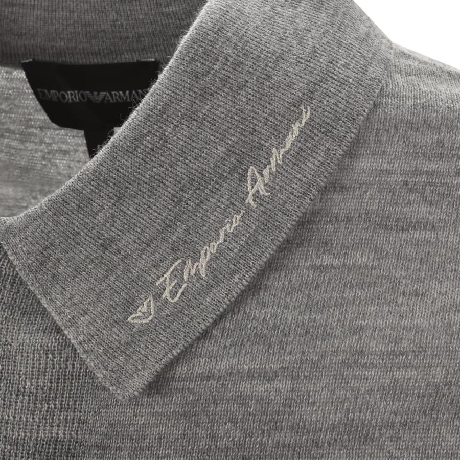 Image number 3 for Emporio Armani Knit Polo Jumper Grey