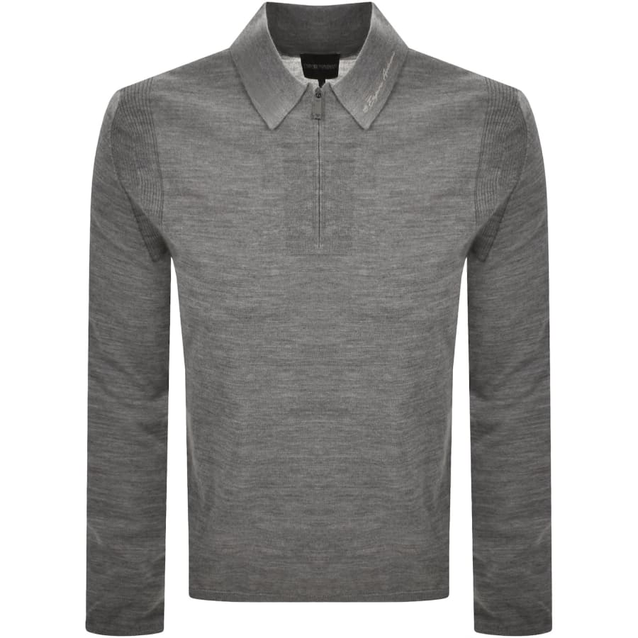 Image number 1 for Emporio Armani Knit Polo Jumper Grey