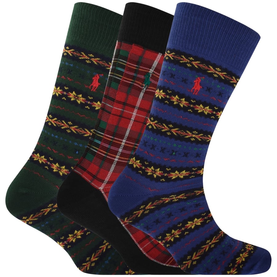 Image number 1 for Ralph Lauren 3 Pack Gift Set Socks Multi