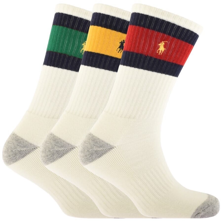 Image number 1 for Ralph Lauren 3 Pack Classic Sport Socks Cream