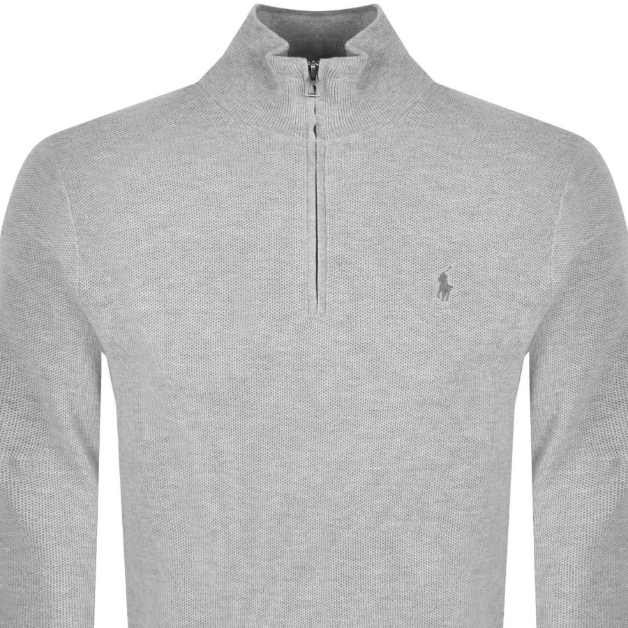 Image number 2 for Ralph Lauren Half Zip Knit Jumper Grey