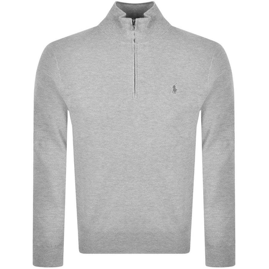 Image number 1 for Ralph Lauren Half Zip Knit Jumper Grey