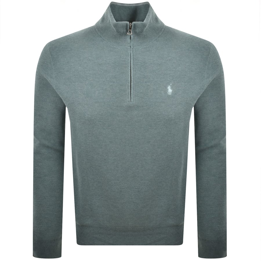 Image number 1 for Ralph Lauren Half Zip Knit Jumper Blue
