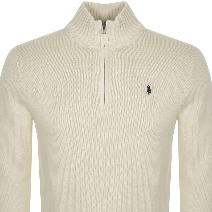 Image number 2 for Ralph Lauren Half Zip Knit Jumper Cream