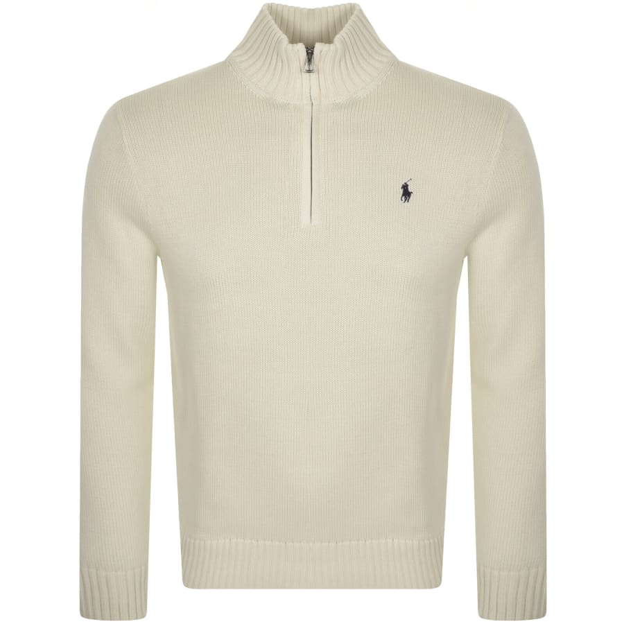 Image number 1 for Ralph Lauren Half Zip Knit Jumper Cream