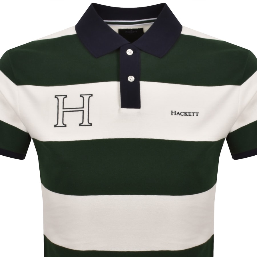 Image number 2 for Hackett Heritage Stripe Polo Rugby Green