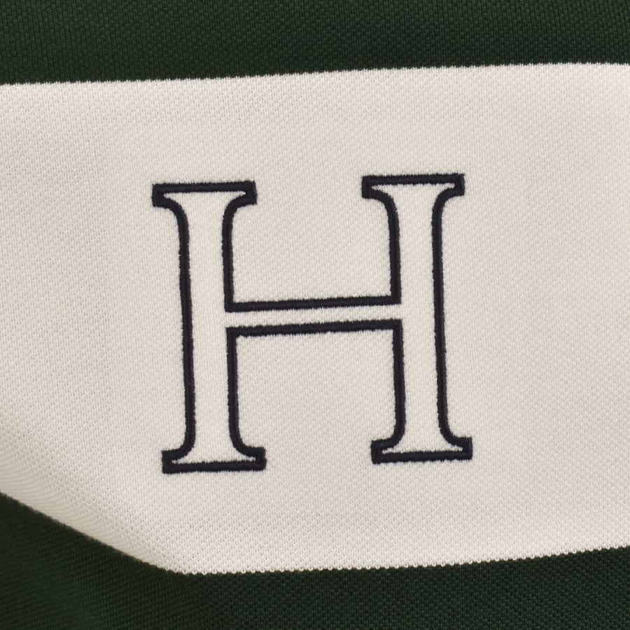 Image number 3 for Hackett Heritage Stripe Polo Rugby Green