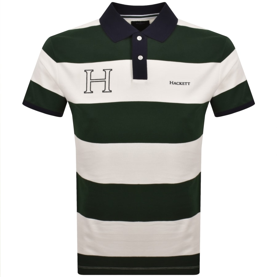 Image number 1 for Hackett Heritage Stripe Polo Rugby Green