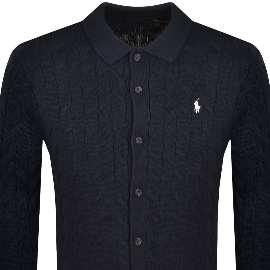 Image number 2 for Ralph Lauren Cable Knit Cardigan Navy