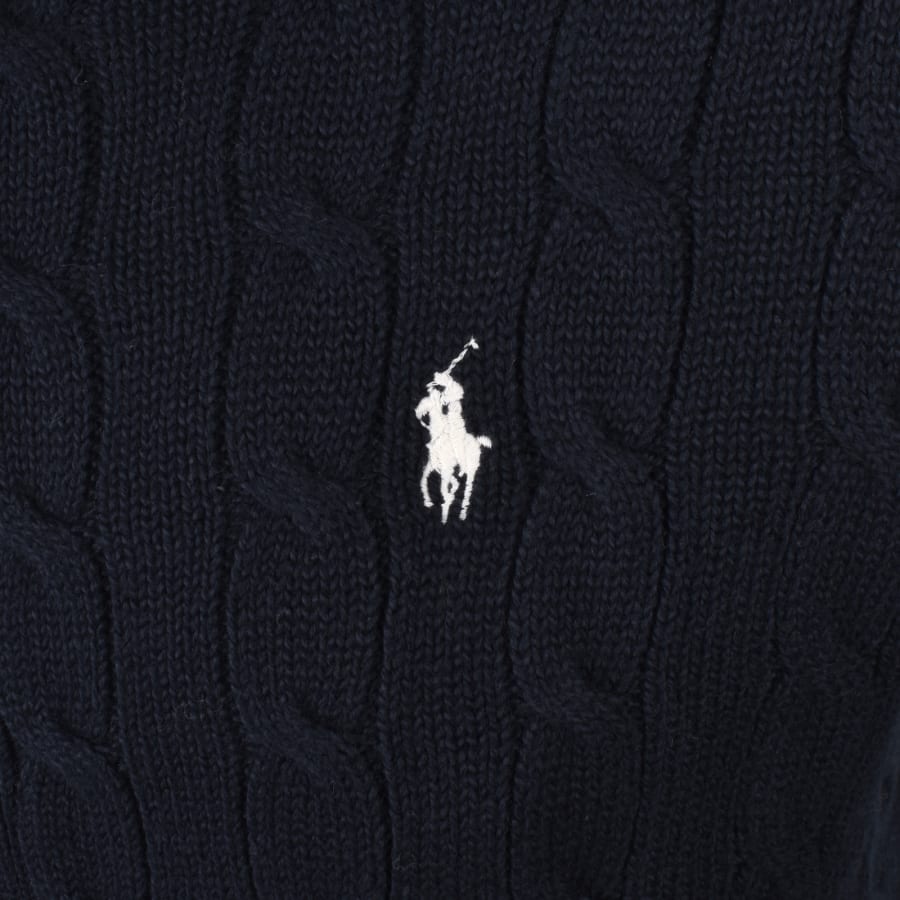 Image number 3 for Ralph Lauren Cable Knit Cardigan Navy
