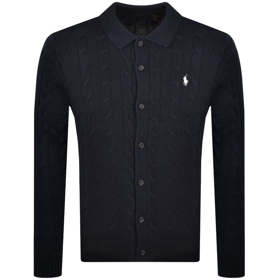 Image number 1 for Ralph Lauren Cable Knit Cardigan Navy