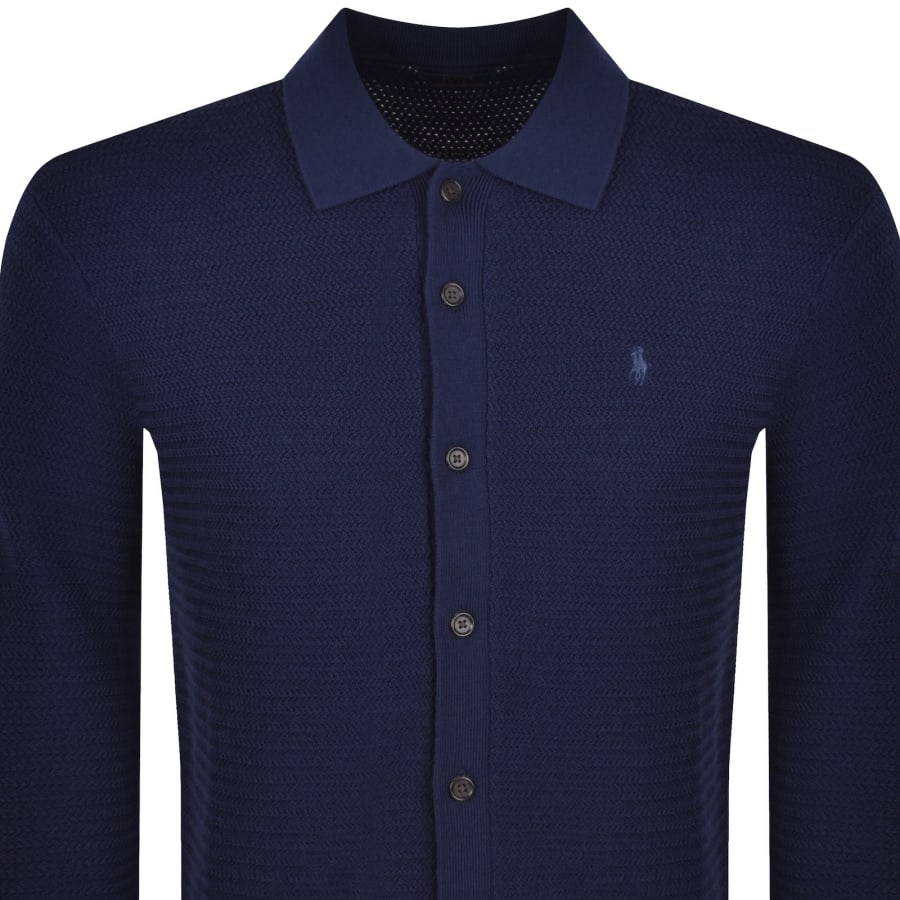 Image number 2 for Ralph Lauren Merino Wool Knit Cardigan Navy