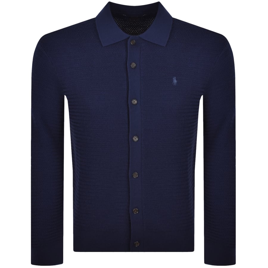 Image number 1 for Ralph Lauren Merino Wool Knit Cardigan Navy