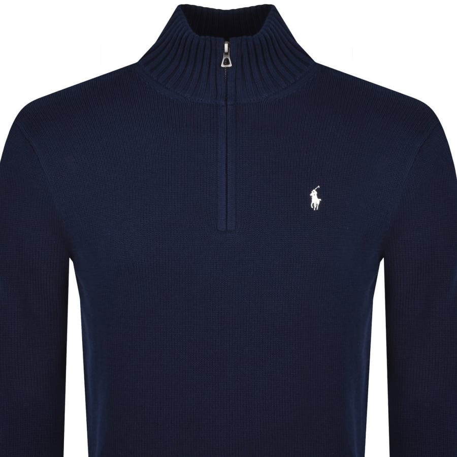 Image number 2 for Ralph Lauren Half Zip Knit Jumper Navy