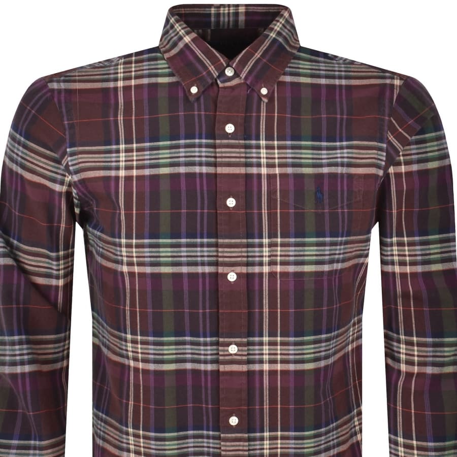Image number 2 for Ralph Lauren Check Long Sleeve Shirt Brown