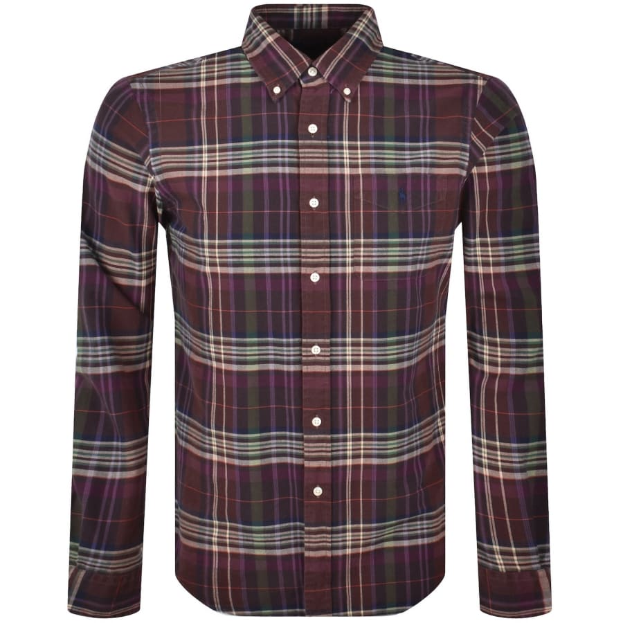 Image number 1 for Ralph Lauren Check Long Sleeve Shirt Brown