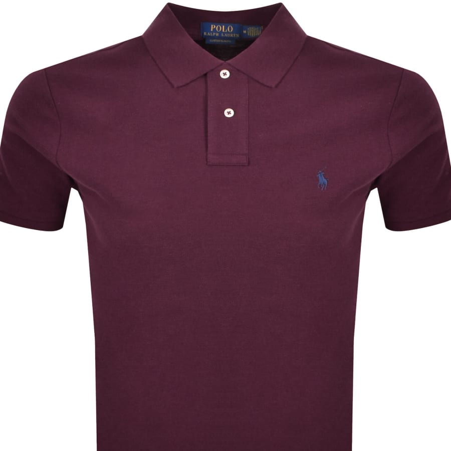 Image number 2 for Ralph Lauren Custom Slim Polo T Shirt Burgundy