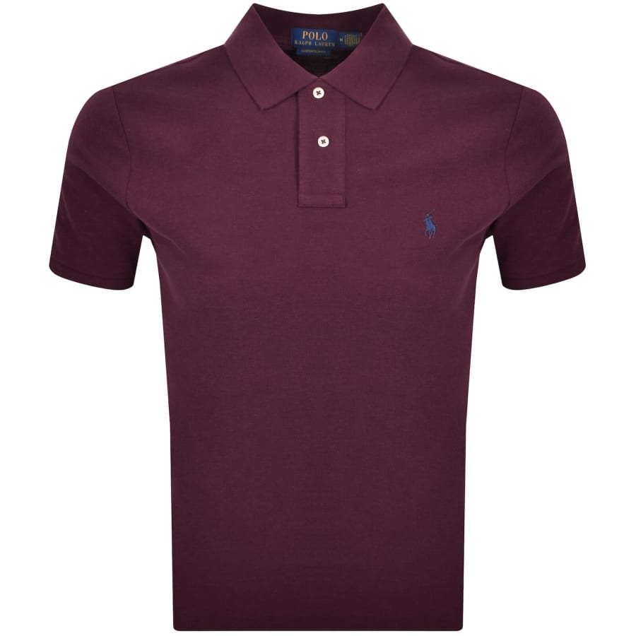 Image number 1 for Ralph Lauren Custom Slim Polo T Shirt Burgundy